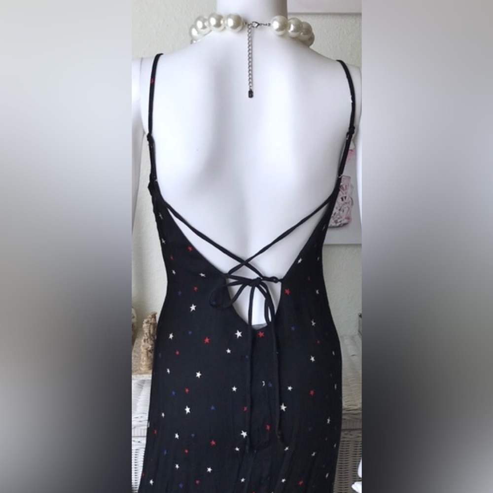 Reformation Jaxon Midi Dress Low Cut Sleeveless in Stella Star in Black size 2 - Picture 5 of 9